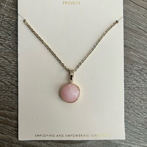 NWT Pink Stone Pendant Necklace - Gold Chain (Sanctuary Project)